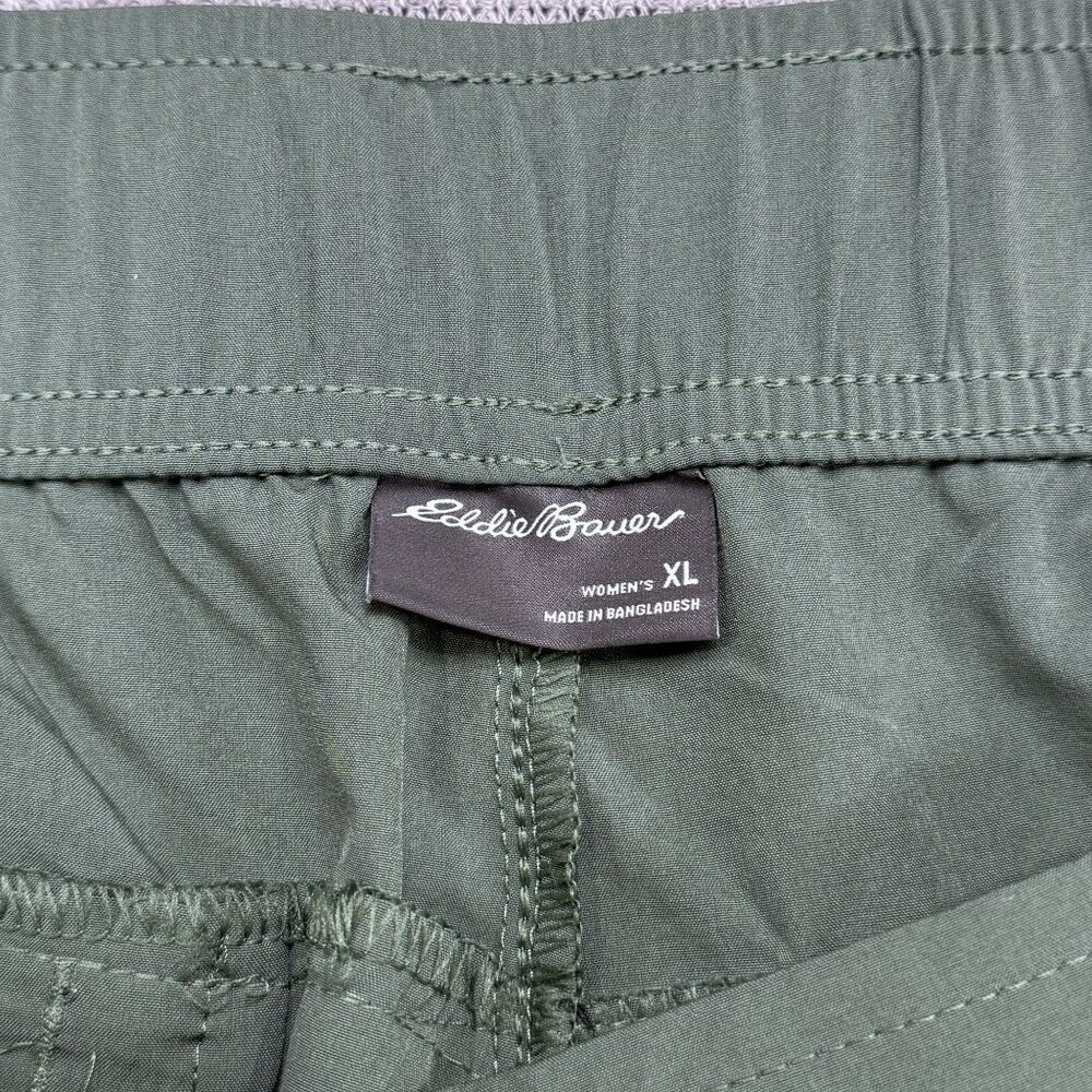 Eddie Bauer Womens Traveler Ankle Pants XL Green Lightweight Elastic Waist Hike - Picture 8 of 15